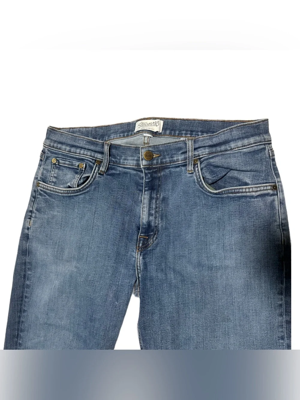 Tecovas Jeans Mens 33x32 Light Wash Blue Premium Standard Fit Stretch Denim